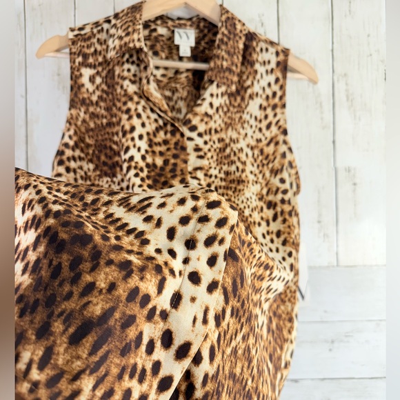 New leopard print sleeveless tank top Worthington flowy loose fit Blouse Sz M - Picture 8 of 11